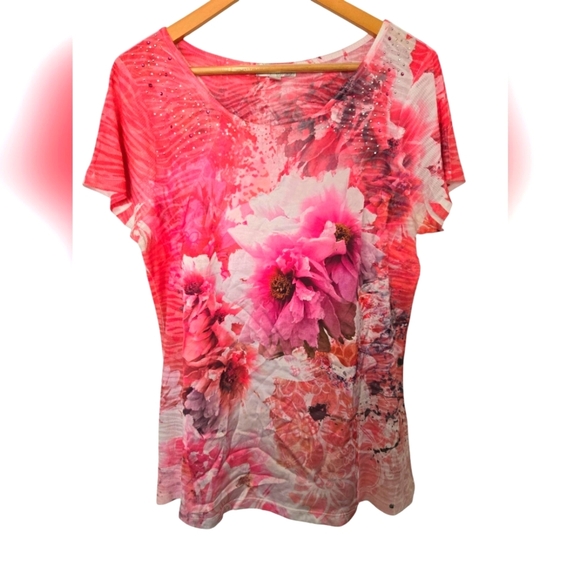 dressbarn Tops - NWOT Dress Barn Floral Bedazzled Blouse Size Xl
